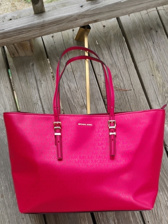 Michael Kors Handbags - Michael Kors Hot Metallic Pinkish Red ClothTote